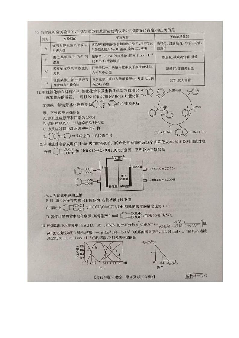河南省九师联盟2024届高三下学期高考考前押题理综试卷（PDF版附答案）03