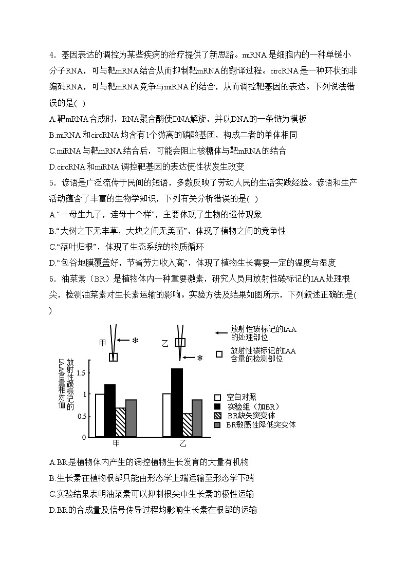 陕西省咸阳市2024届高三下学期模拟检测（二）理综生物试卷(含答案)第2页