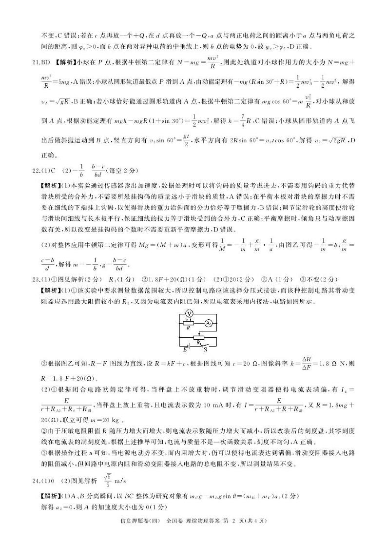 陕西省安康市高新中学2024届高三下学期5月模拟考试最后一卷理综试题02