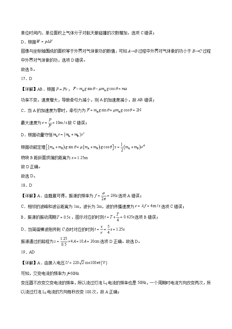 云南省大理新世纪中学2024届高三下学期祝福考理科综合试题02