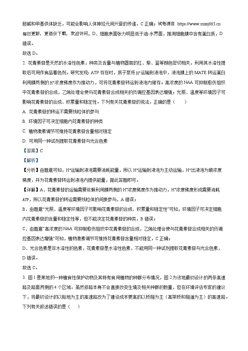 2024届河南省濮阳市高三第三次模拟考试理综生物试题02