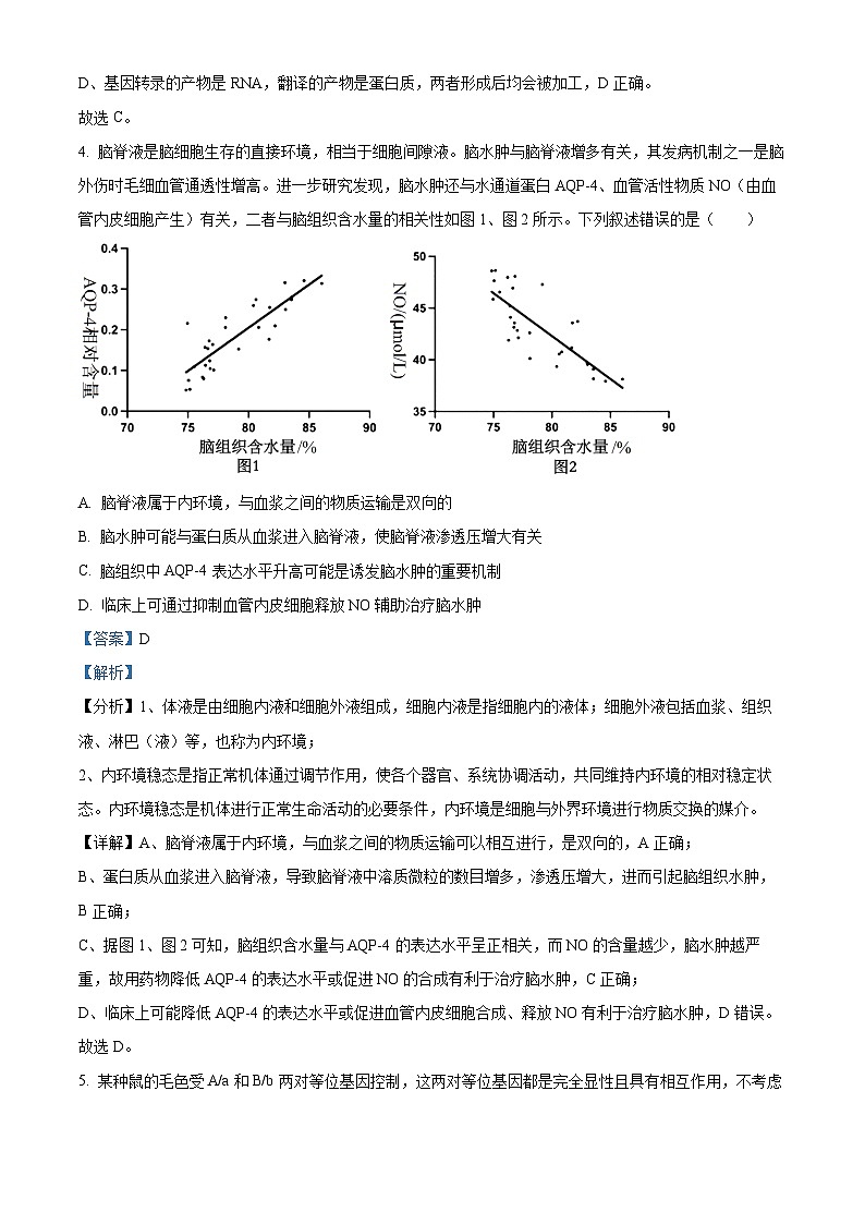 2024届四川省成都市树德中学高三下学期高考适应性考试理科综合试题-高中生物 Word版含解析第3页