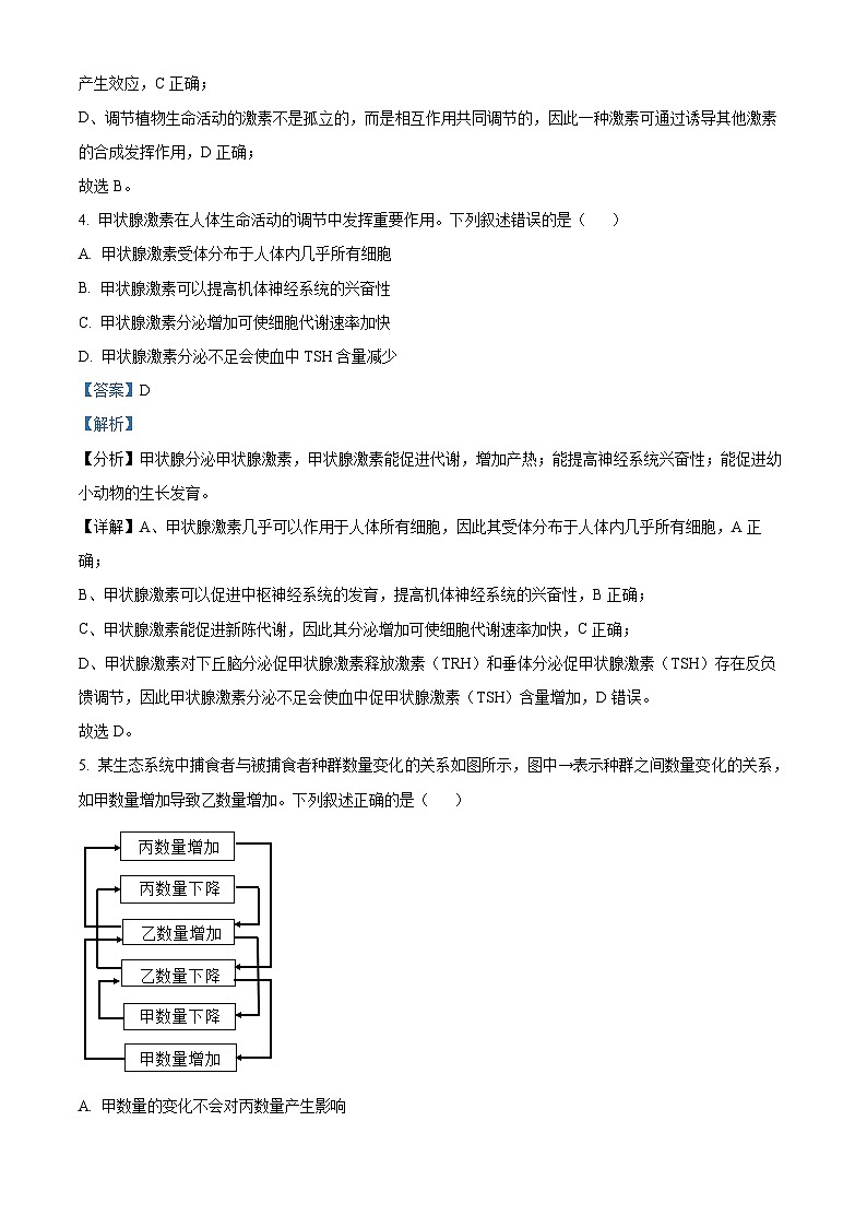 2024年高考真题：全国甲卷理综生物高考试卷试卷（解析版）03