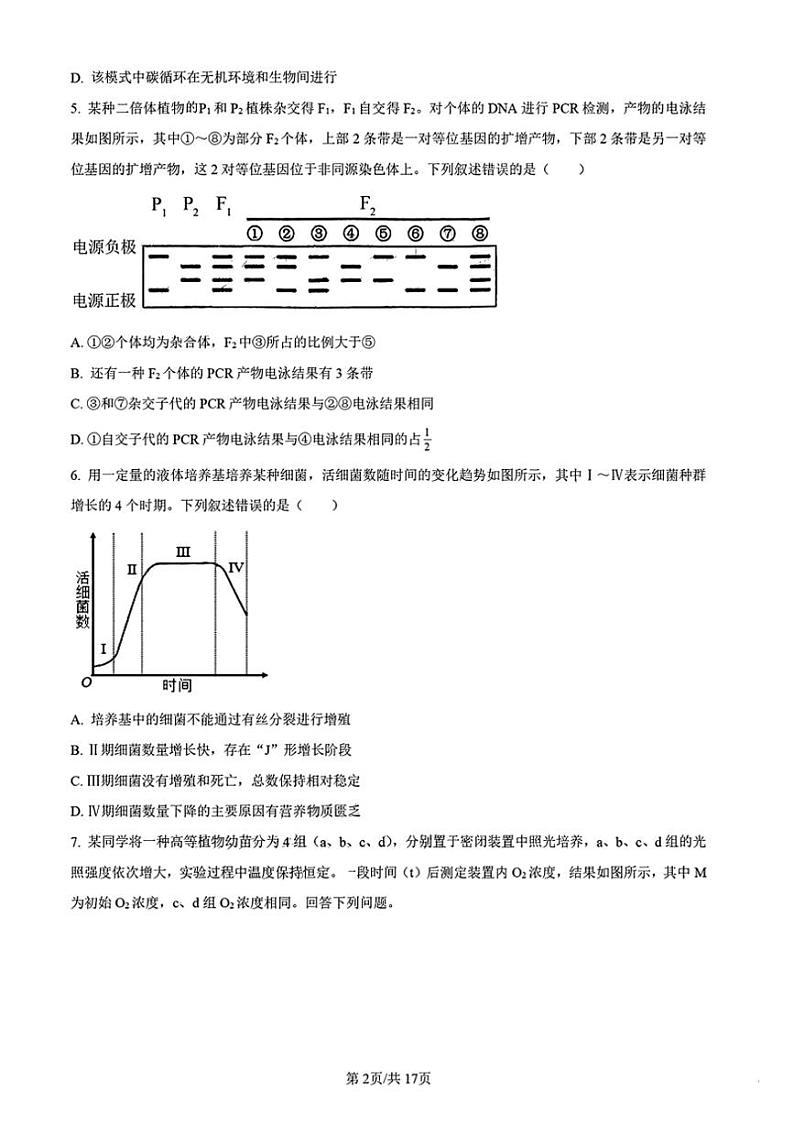 [生物]2024年高考新课标卷理综生物高考真题（云南、河南、新疆、山西）（含答案）02