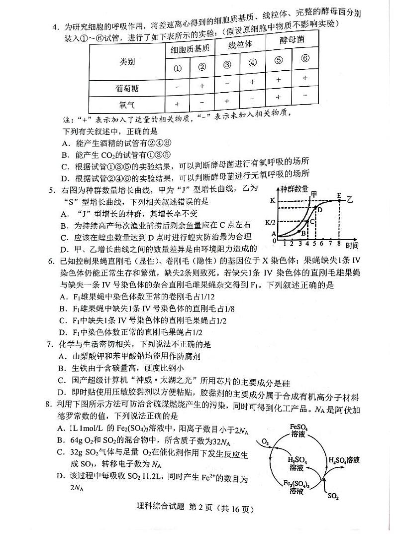 邕衡金卷广西2023届高三理综第一轮复习考试附答案第2页