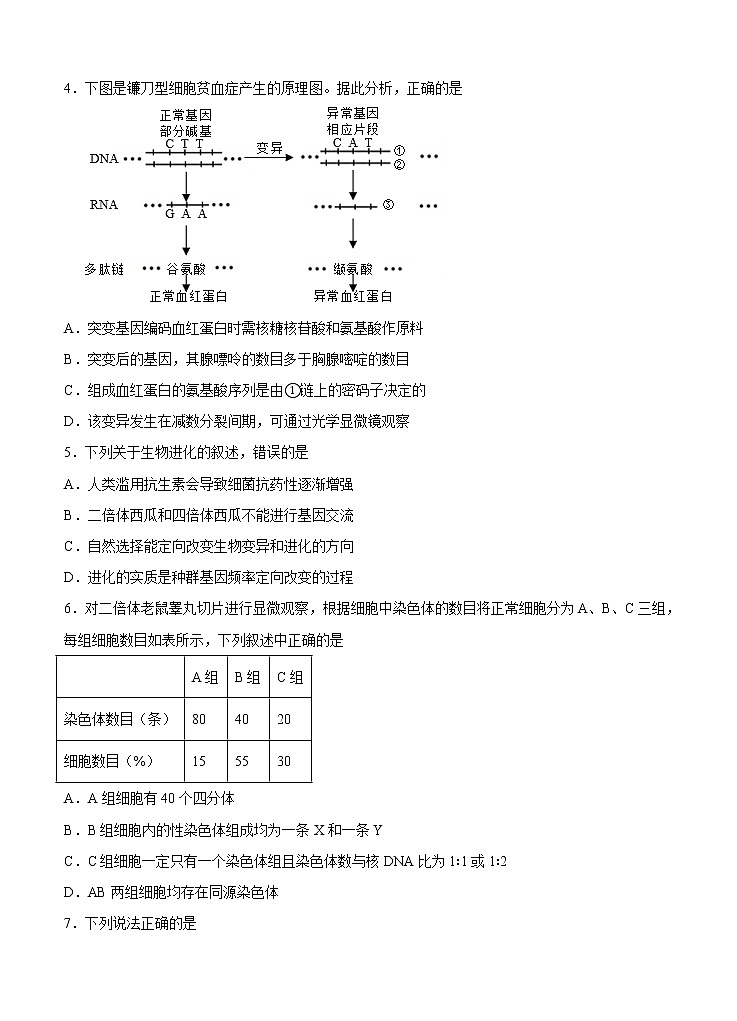 四川省宜宾市叙州区第一中学校2021届高三上学期开学考试 理科综合（word版含答案）02