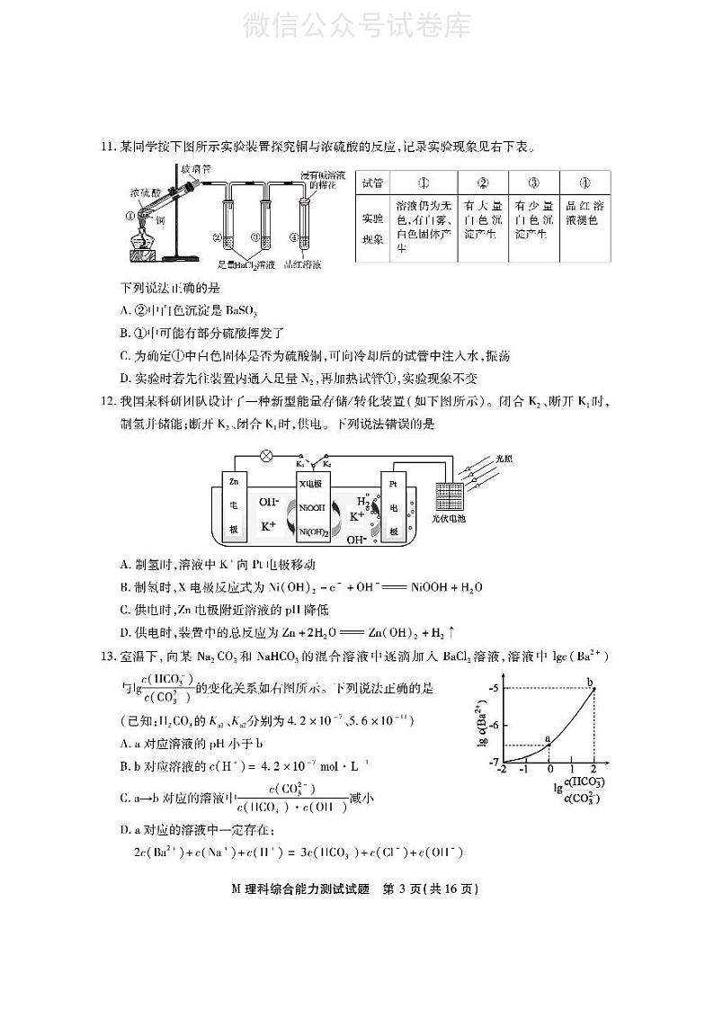 理综丨2020年福建省高三毕业班3月质量检查测试理综试卷及答案03