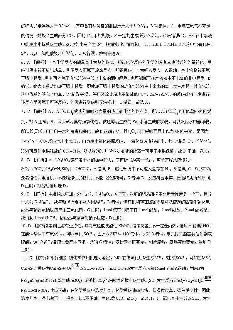 2021年1月“八省联考”考前猜题-化学（考试版+全解全析+答题卡）02