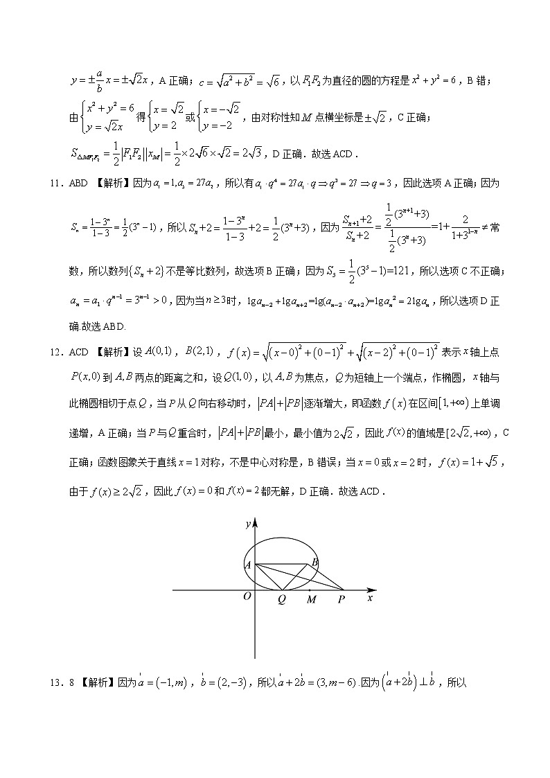 2021年1月“八省联考”考前猜题-数学（考试版+全解全析+答题卡）03