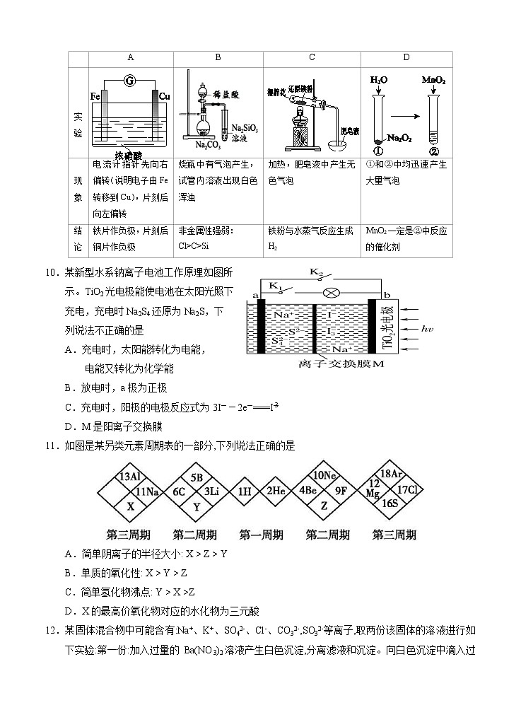 宁夏银川一中2021届高三第四次月考 理科综合（含答案） 试卷03