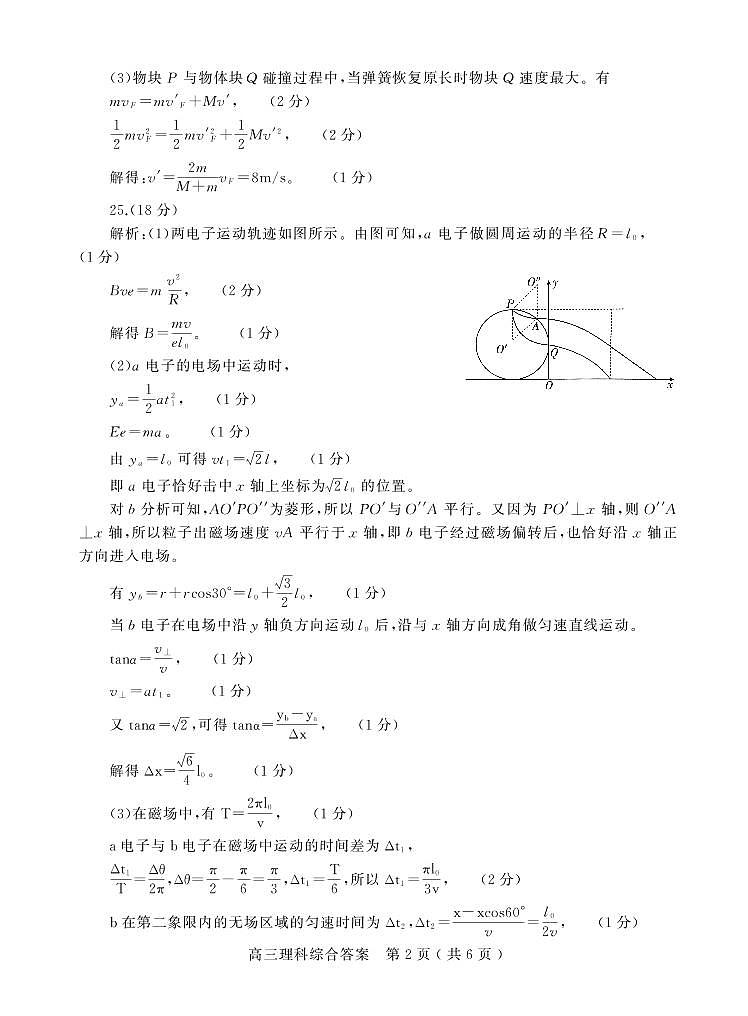 2021年河南省六市高三第一次联考理科综合能力测试答案02