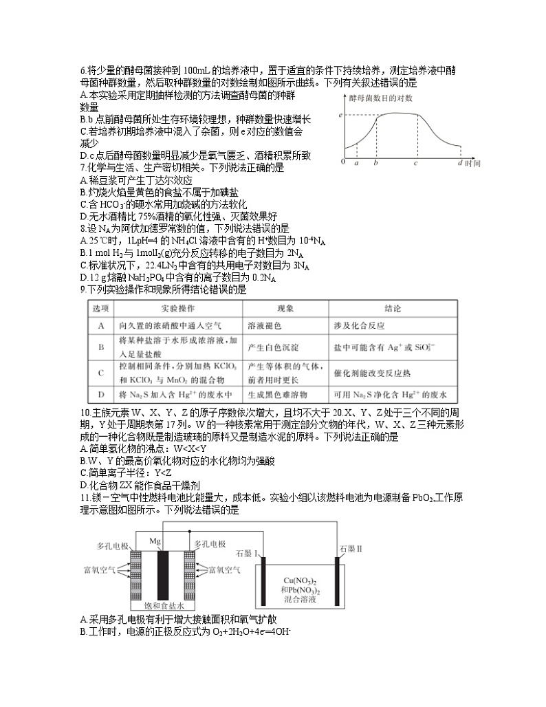 2021届四川省天府名校4月高三诊断性考试理科综合试题（word含答案）02
