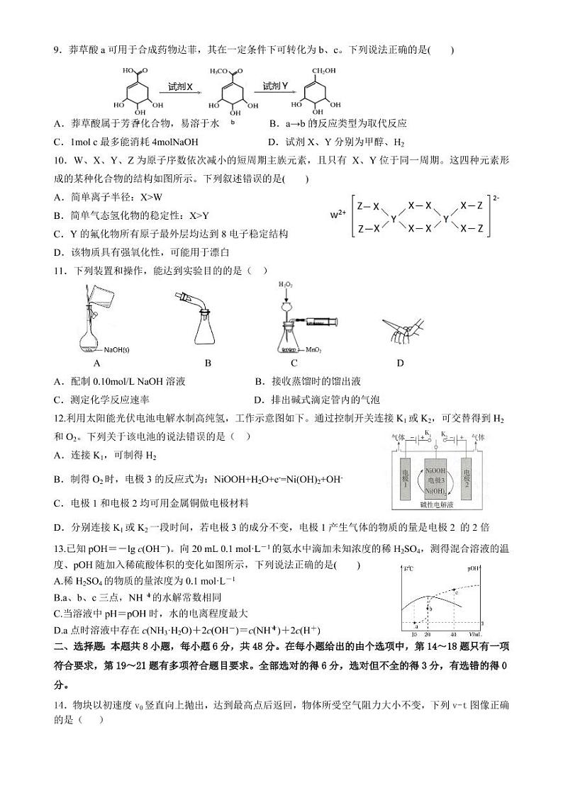 黑龙江省实验中学2021届高三下学期第三次模拟考试（三模）理综试题03