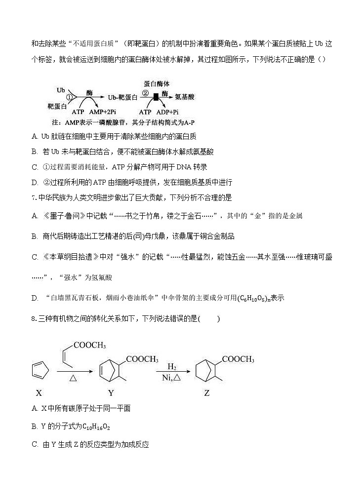 安徽省滁州市定远县民族中学2021届高三5月模拟检测 理科综合（含答案）03