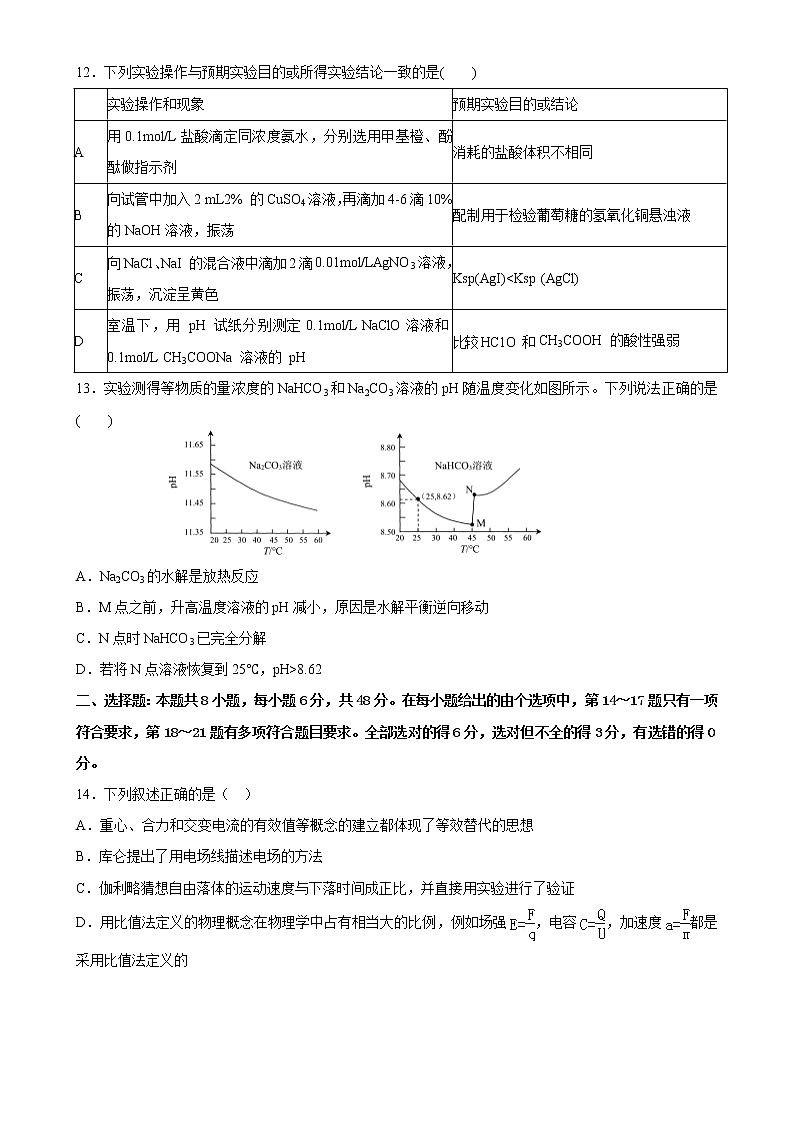 2021届黑龙江省实验中学高三下学期第四次模拟考试 理综03