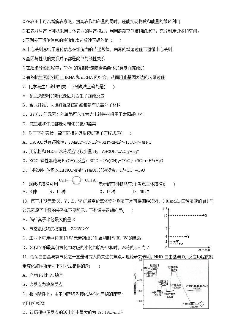 黑龙江省实验中学2021届高三第四次模拟考试 理综+答案02