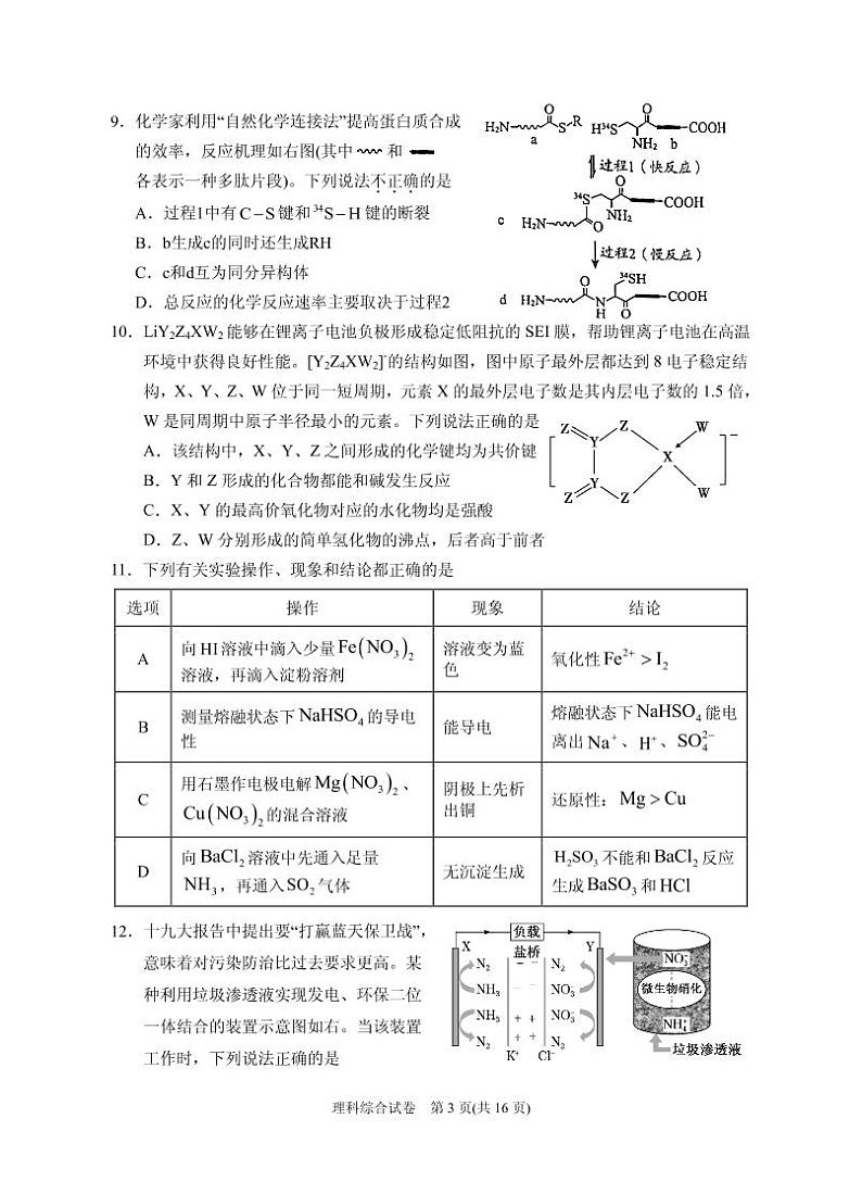 2021届宁夏银川一中高三下学期第四次模拟考试理综试题 PDF版03