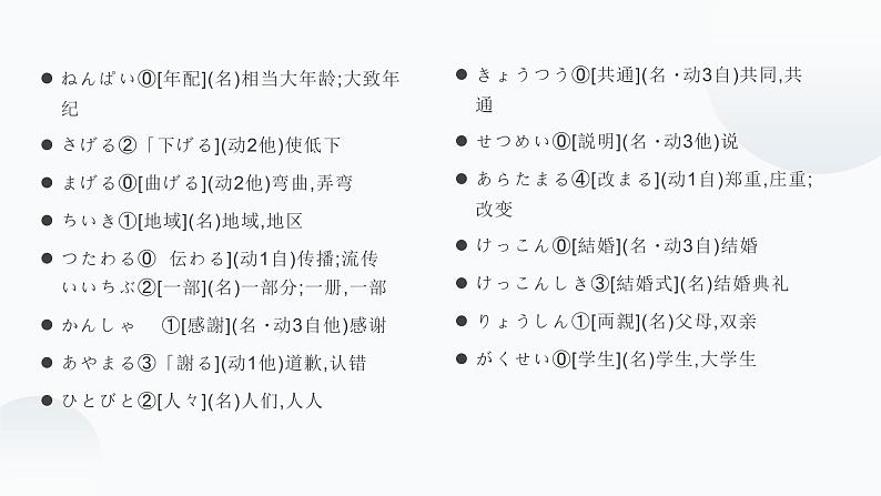 第一课-おじぎ 单元知识点总结 课件 人教高中日语必修第一册06