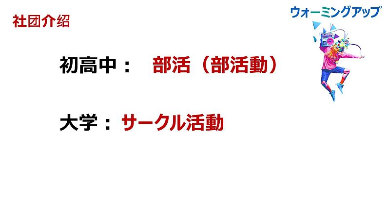 人教版高中日语课件必修1 第2课部活の選択05