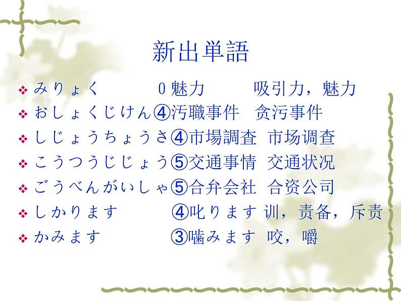 高中日语标日初级下册课件第四十一课李さんは部長にほめられました。06