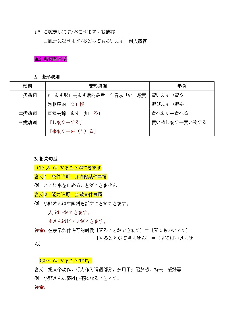 第20课スミスさんはピアノを弾くことができます知识梳理讲义-2024-2025学年高中日语新版标准日本语初级上册02