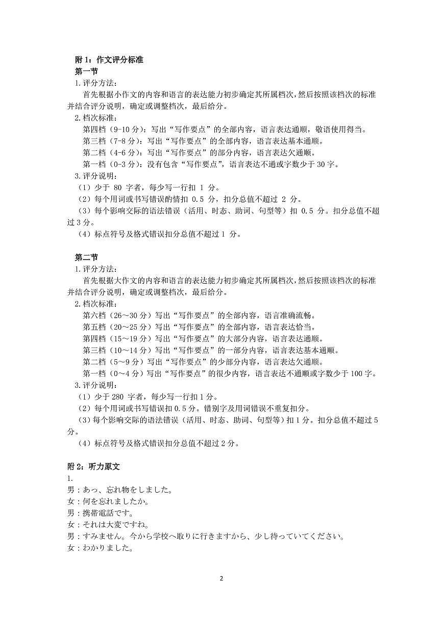 日语答案-福建省莆田市2026届高中毕业班第二次质量调研测试试卷(莆田二检)第2页