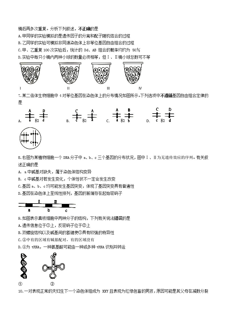 2020-2021学年江苏省宿迁市高一下学期期末考试生物试题02