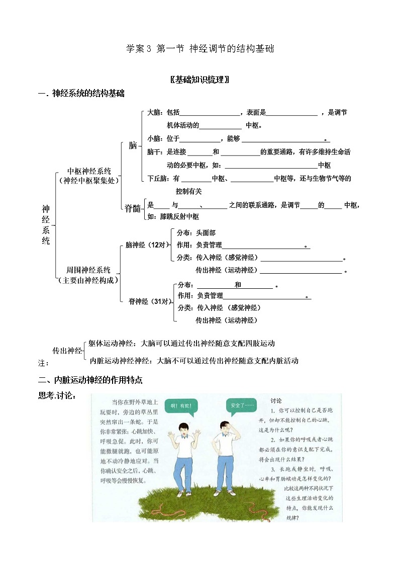 1 2.1 神经调节的结构基础 学案（含习题答案）第1页