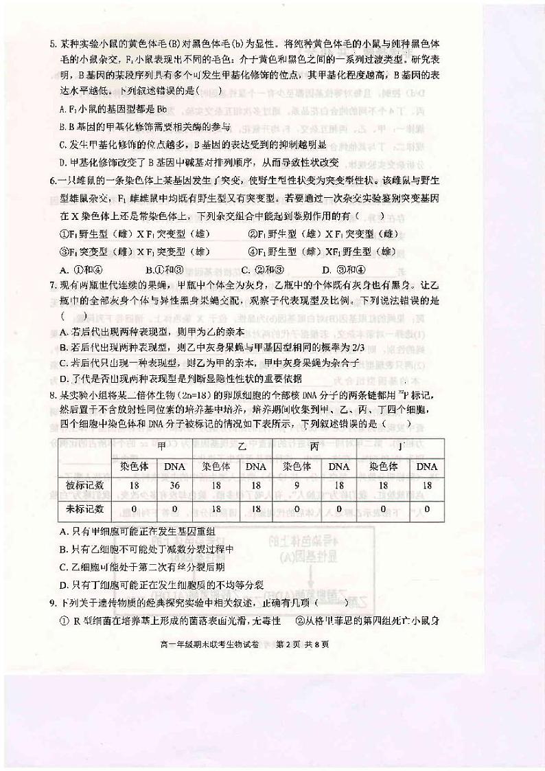 2020-2021学年河南省开封市五县联考高一下学期期末考试生物试题 PDF版02