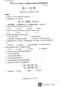 2020-2021学年福建省泉州市高一下学期期末教学质量监测生物试题 PDF版