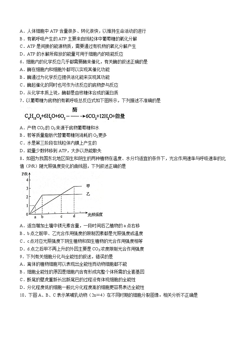 安徽名校联盟2020-2021学年高二下学期期末联考生物试题02