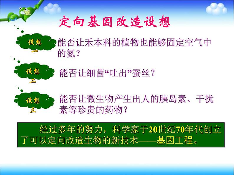 人教版高中生物选修3专题1基因工程科技探索之路：基础理论和技术发展催生了基因工程上课课件01