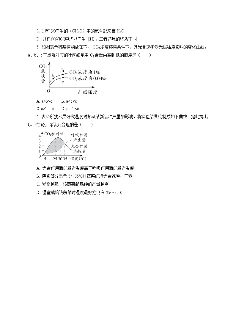 3“细胞呼吸和光合作用”专题复习 课后作业 【新教材】浙科版（2019）高中生物必修一02