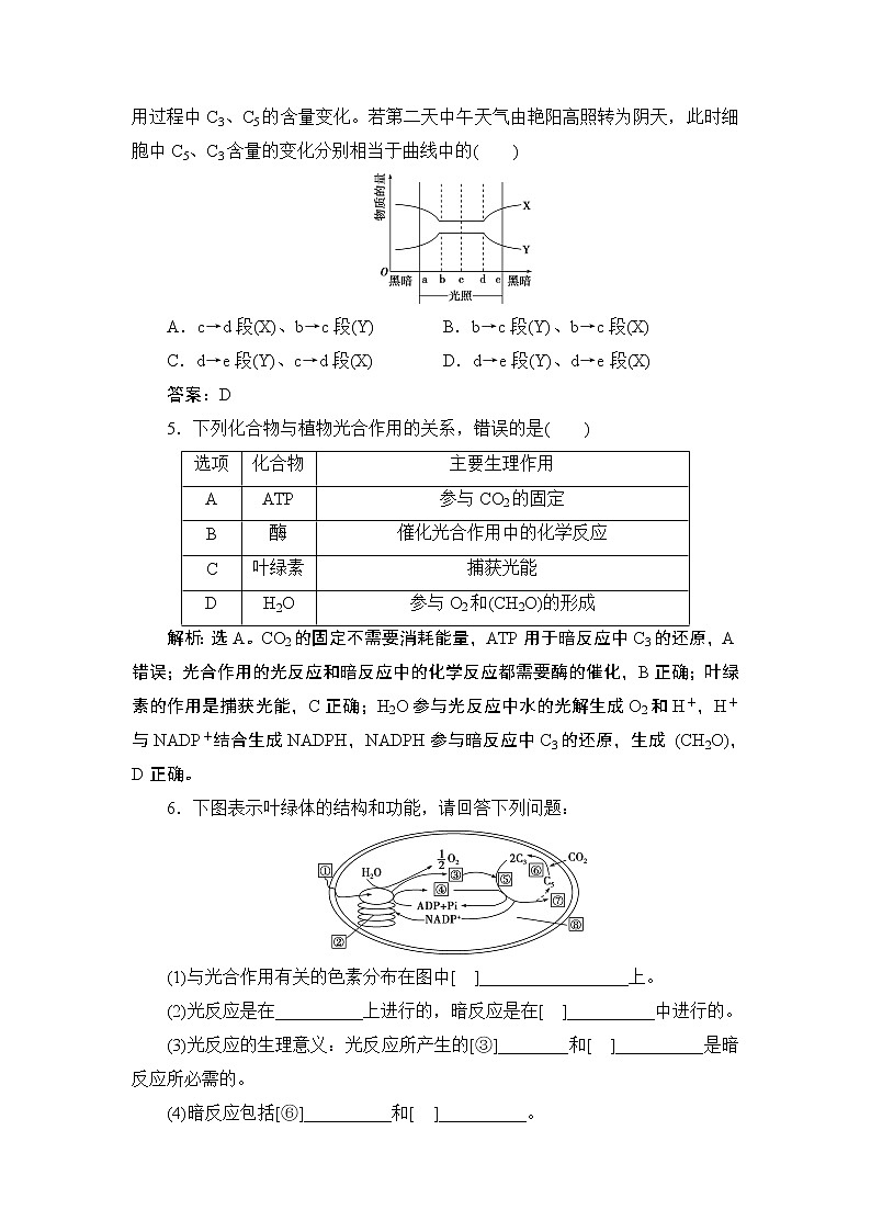 第5章第4节　二　第1课时　光合作用的原理--（新教材）2021年人教版（2019）高中生物必修1同步练习第2页