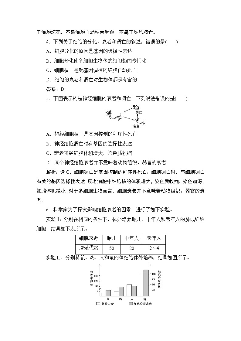 第6章第3节　细胞的衰老和死亡--（新教材）2021年人教版（2019）高中生物必修1同步练习第2页