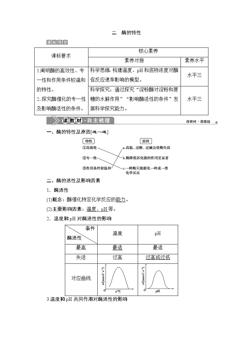 第5章第1节　二　酶的特性--（新教材）2021年人教版（2019）高中生物必修1同步学案01