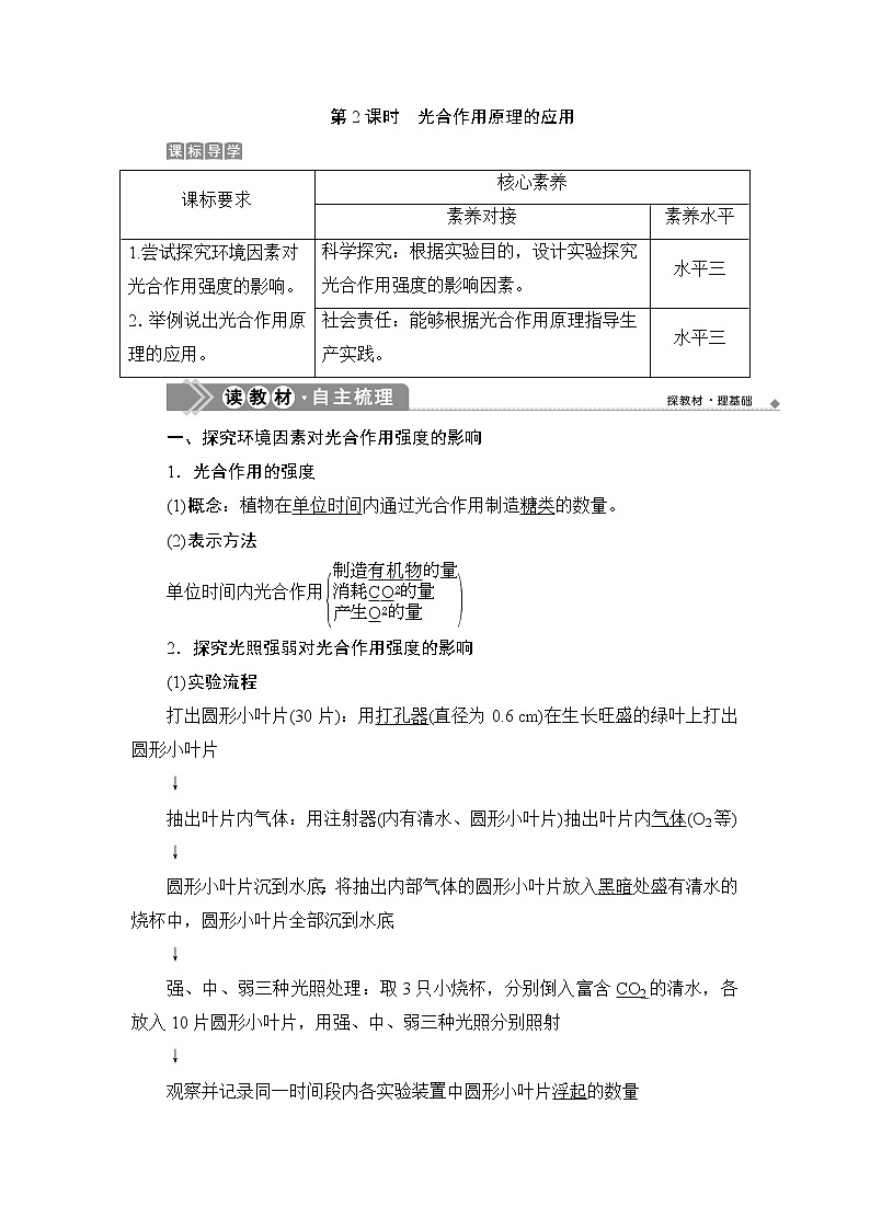 第5章第4节　二　第2课时　光合作用原理的应用--（新教材）2021年人教版（2019）高中生物必修1同步学案01