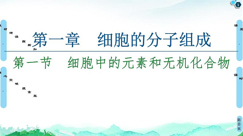 2021-2022学年苏教版（2019）高中生物 必修1 第1章 第1节　细胞中的元素和无机化合物课件+课时练01