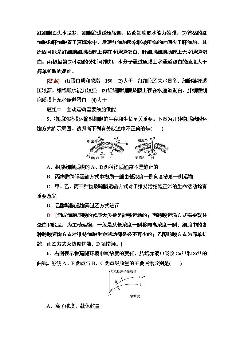 2021-2022学年苏教版（2019）高中生物 必修1 第2章 第3节　物质进出细胞的运输方式课件+课时练03