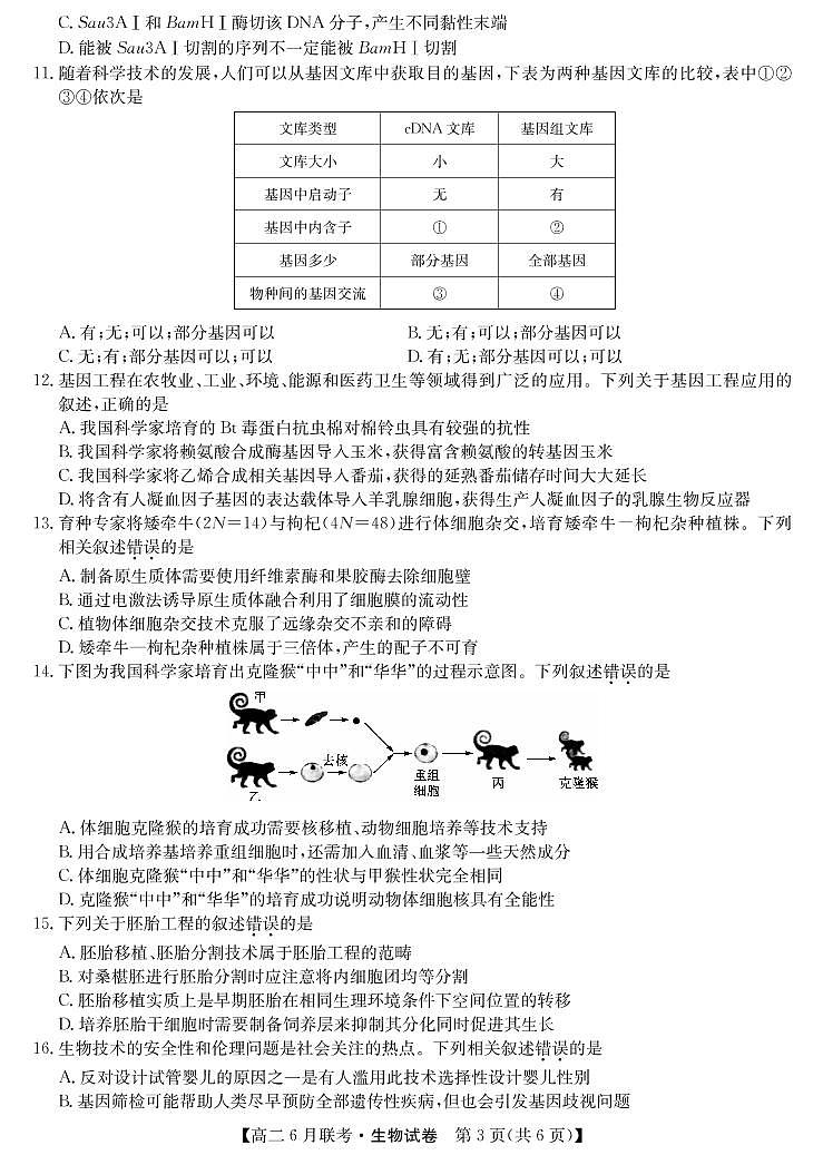 商周联盟2020-2021学年高二6月联考-生物第3页