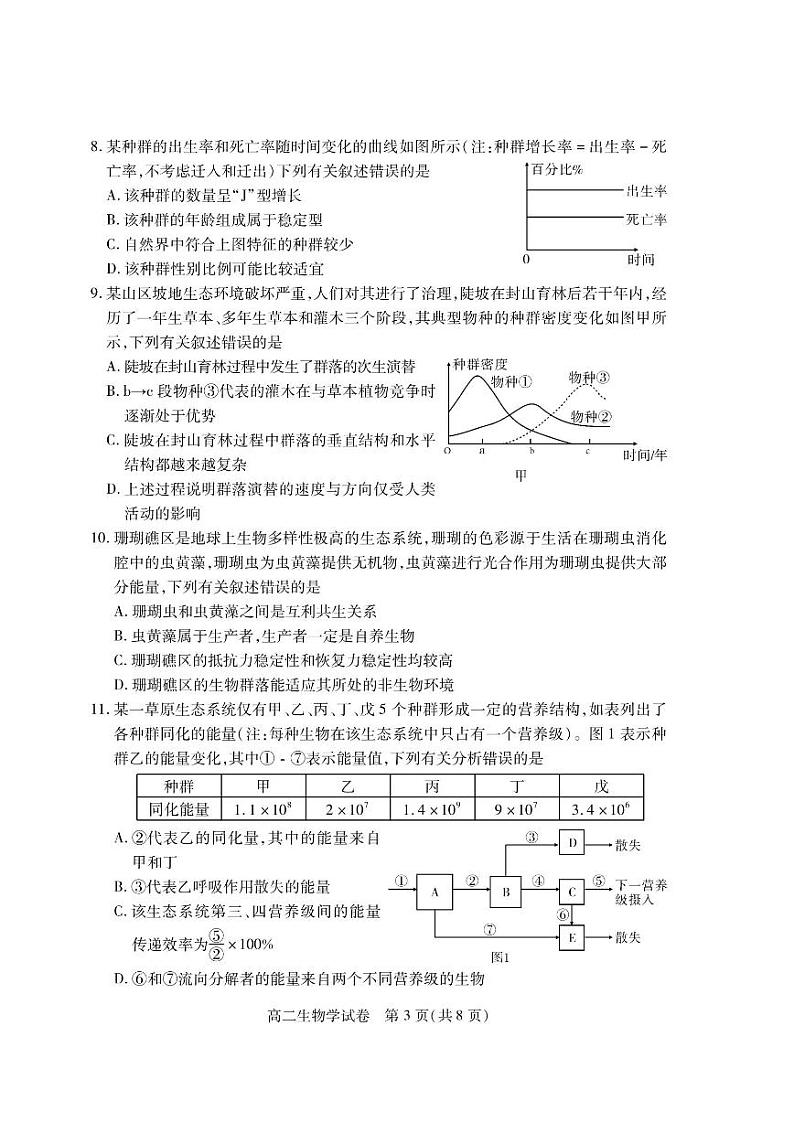 2020-2021学年河南省信阳市高二期末重点高中六校联合调研-生物 PDF版练习题03