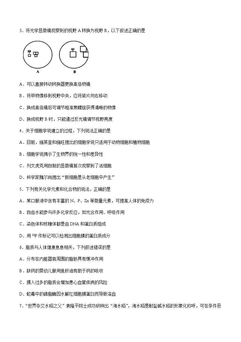 广东省湛江市2020-2021学年高二下学期期末调研考试生物试题 Word版含答案02