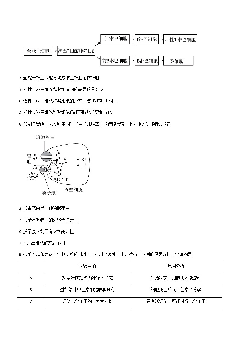 广东省茂名市2020-2021学年高二下学期期末考试生物试题 Word版含答案03