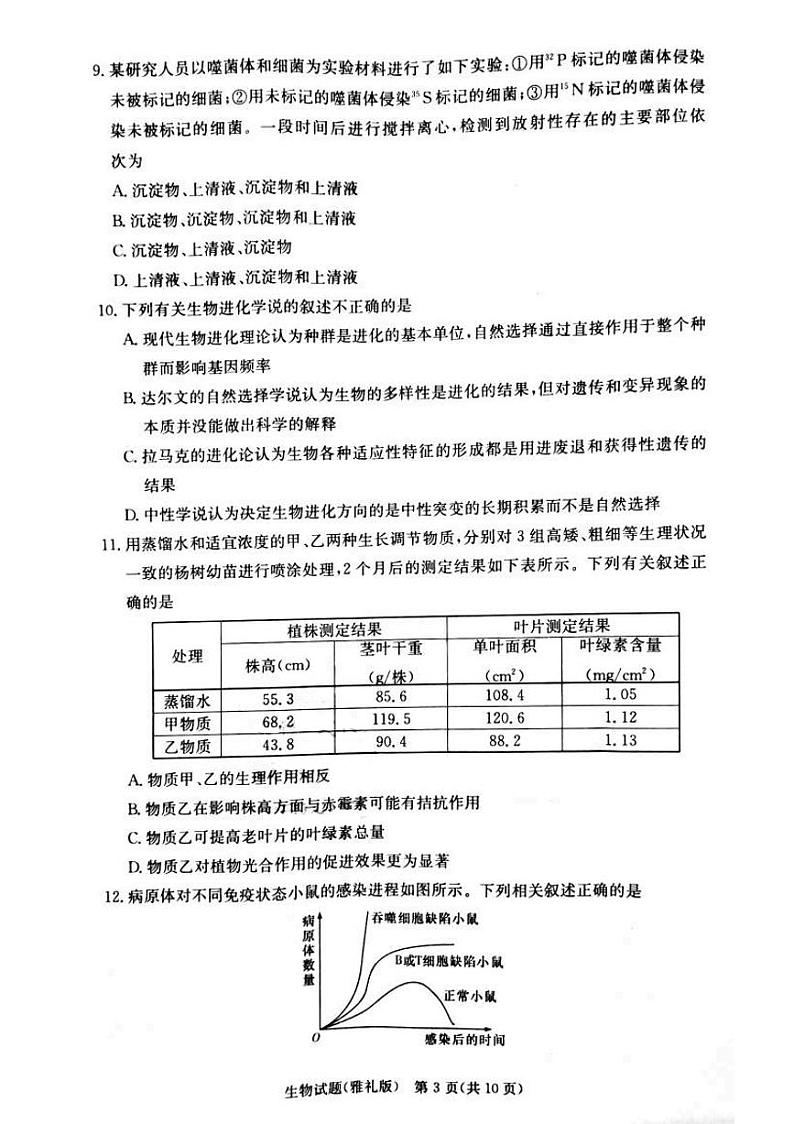 2021届湖南省长沙市雅礼中学高三上学期第五次月考生物试题 PDF版03