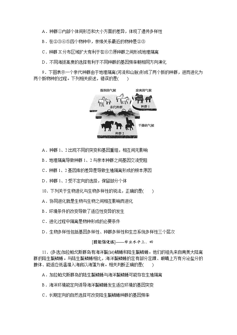 【新教材】2022届新高考生物一轮复习课后检测：26+生物的进化+Word版含解析第3页