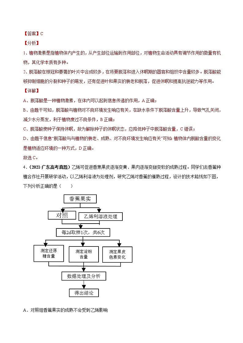 专题12植物的激素调节-三年（2019-2021）高考生物真题分项汇编（解析版）第3页