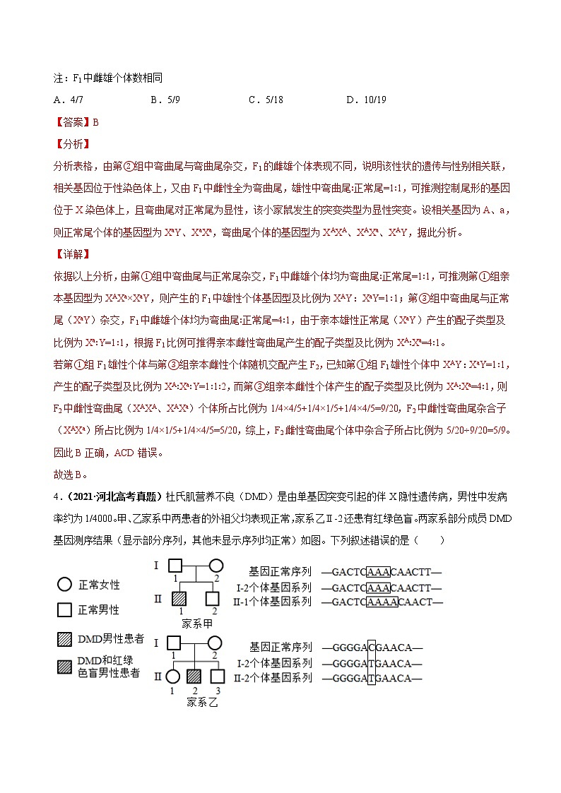 专题10伴性遗传和人类遗传病-三年（2019-2021）高考生物真题分项汇编（解析版）第3页