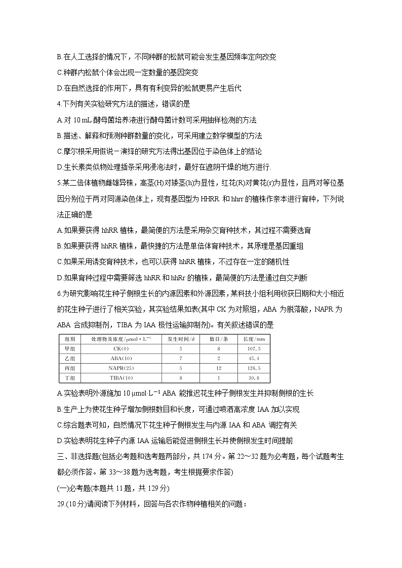 “超级全能生”2021届高三全国卷地区5月联考试题（乙卷）+生物+Word版含解析02