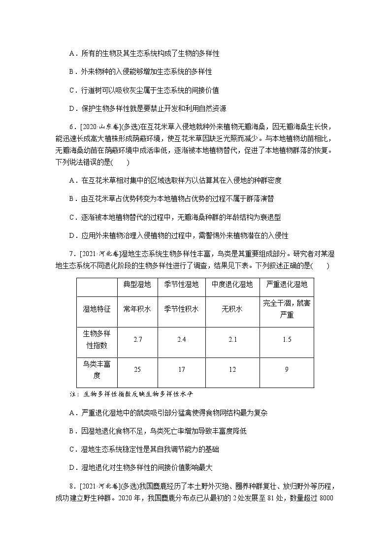 2022新高考生物一轮复习训练：专练98　生物多样性及其保护+Word版含解析第2页