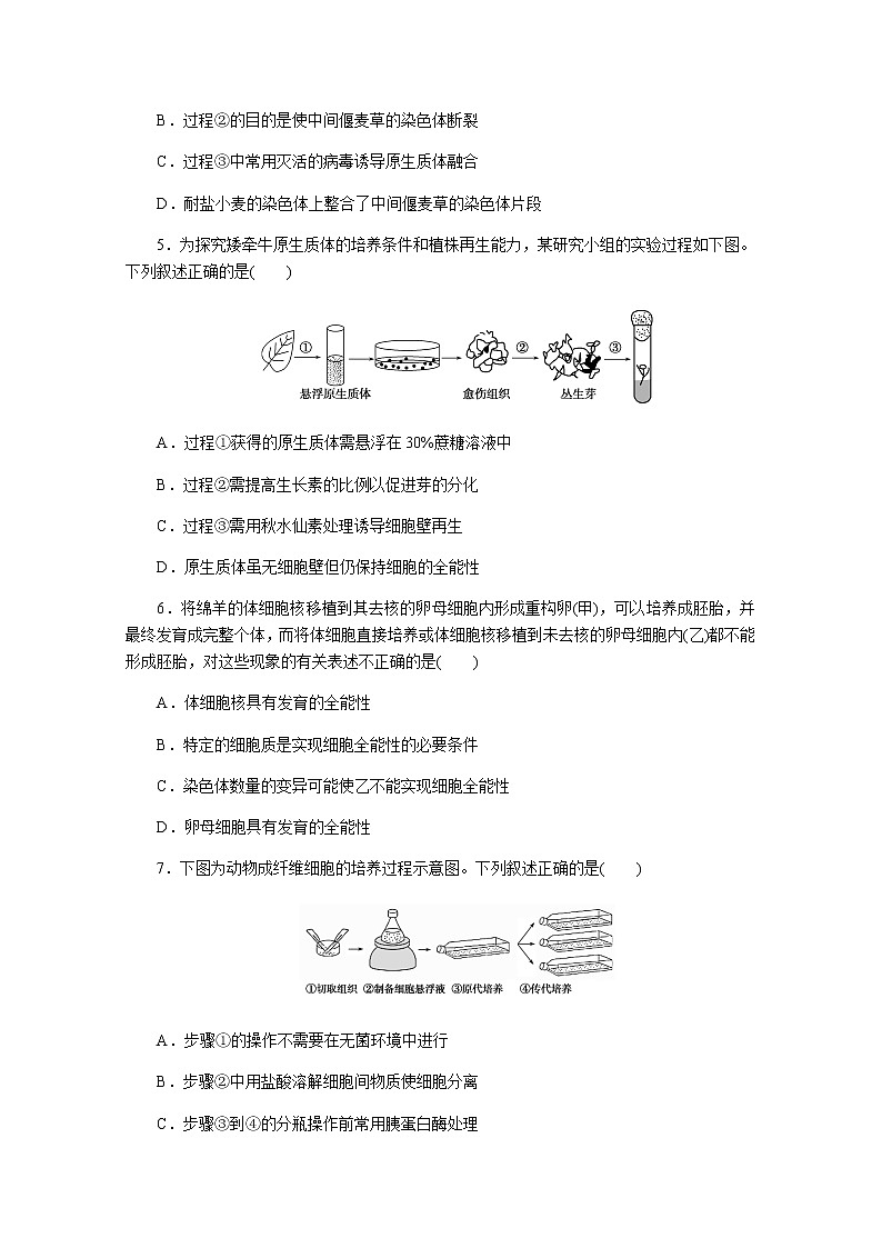 2022新高考生物一轮复习训练：专练102　细胞工程+Word版含解析02